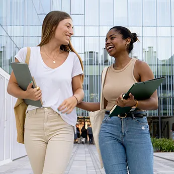 young college students walking to class