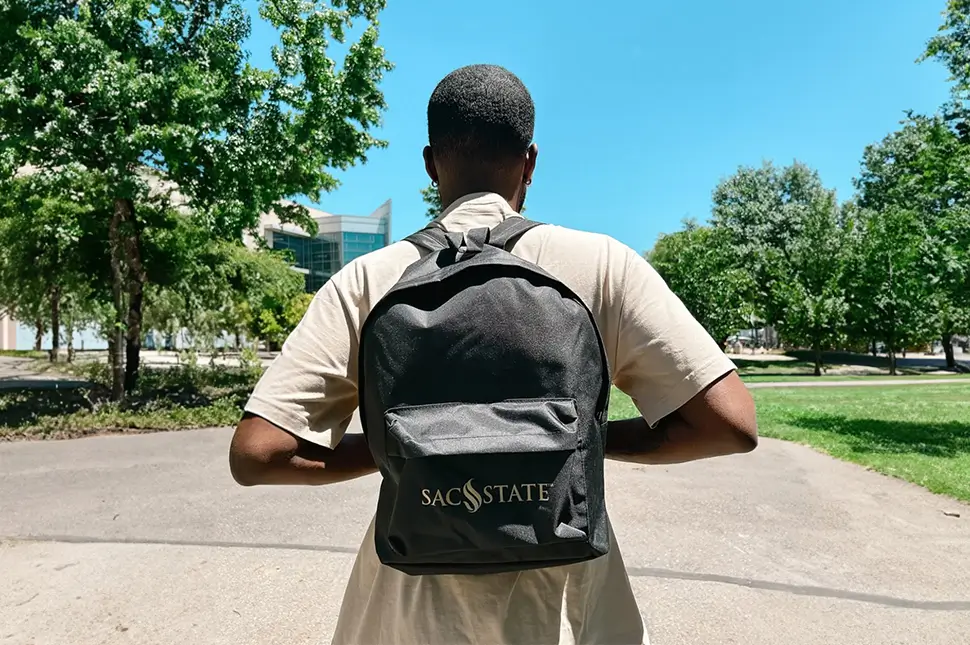 Young man wearing a backpack